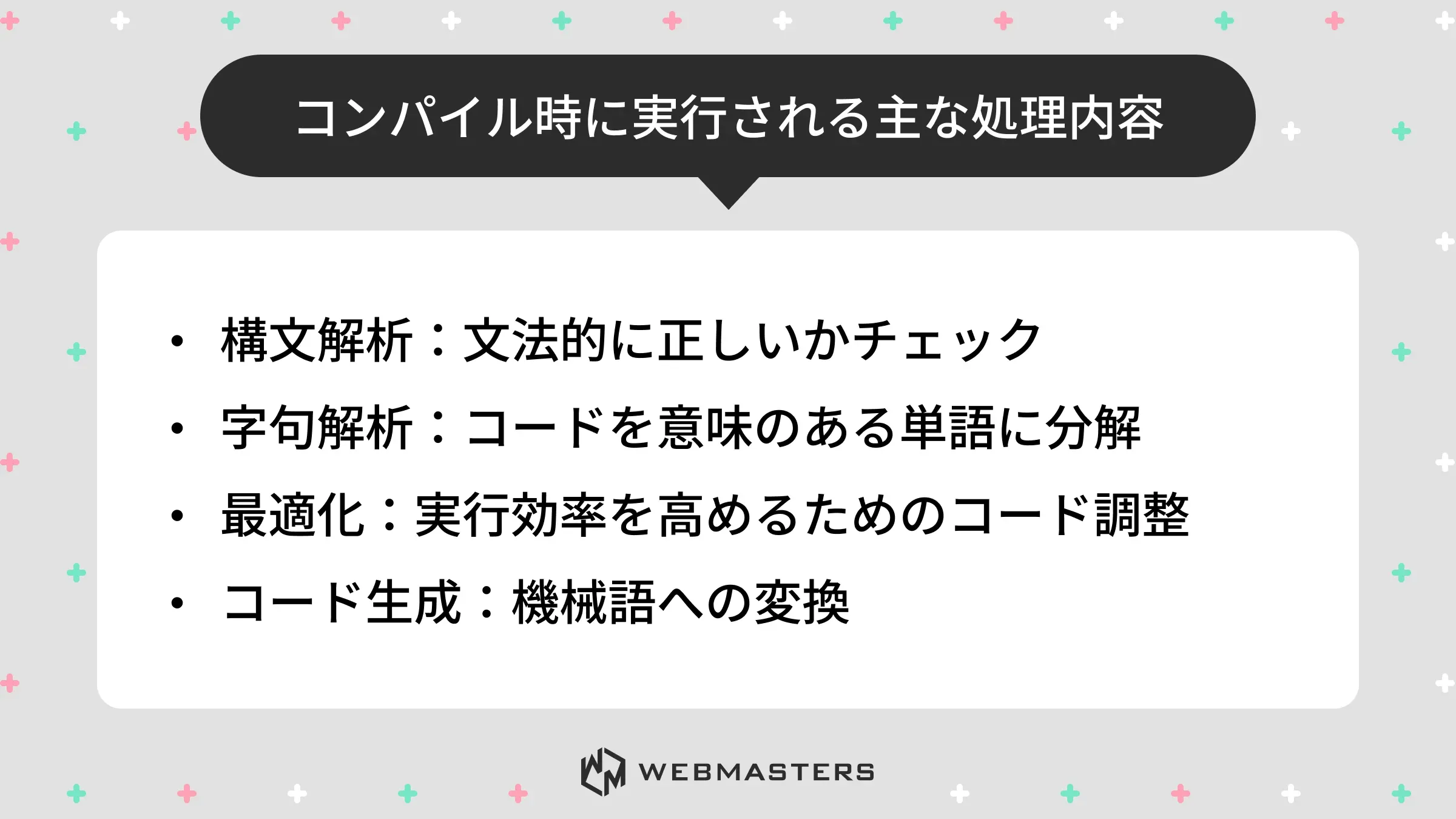 コンパイル時に実行される主な処理内容